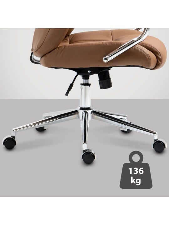 Salford irodai szék valódi bőr, világosbarna