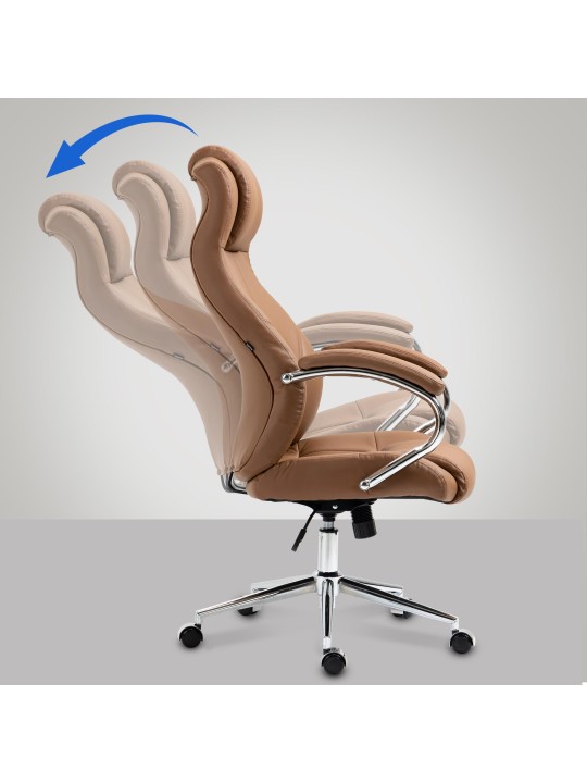 Salford irodai szék valódi bőr, világosbarna