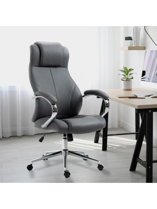 Salford irodai szék valódi bőr, szürke