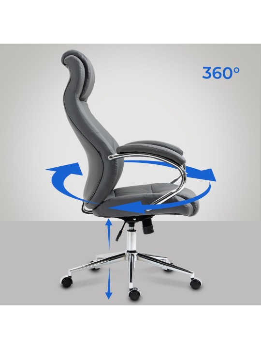 Salford irodai szék valódi bőr, szürke