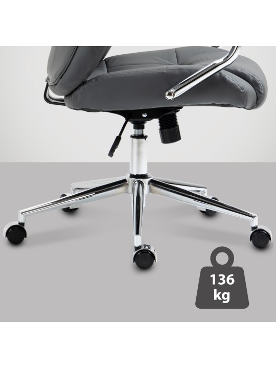 Salford irodai szék valódi bőr, szürke