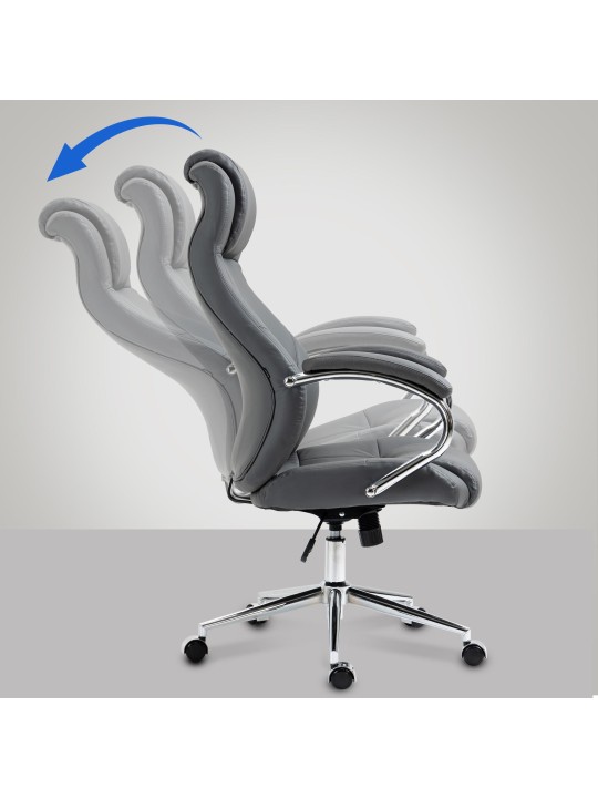 Salford irodai szék valódi bőr, szürke