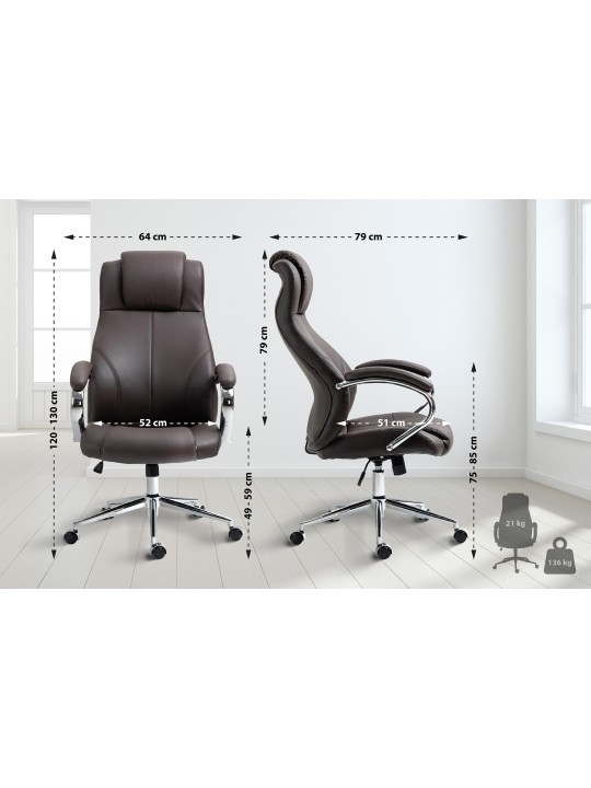 Salford irodai szék valódi bőr, barna