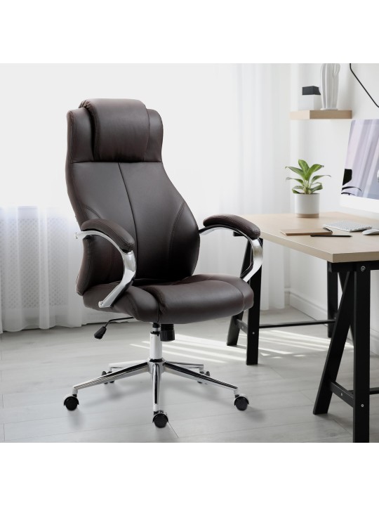 Salford irodai szék valódi bőr, barna