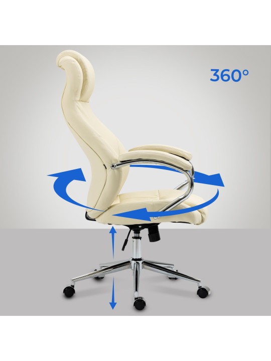 Salford irodai szék valódi bőr, krém