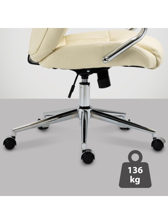 Salford irodai szék valódi bőr, krém