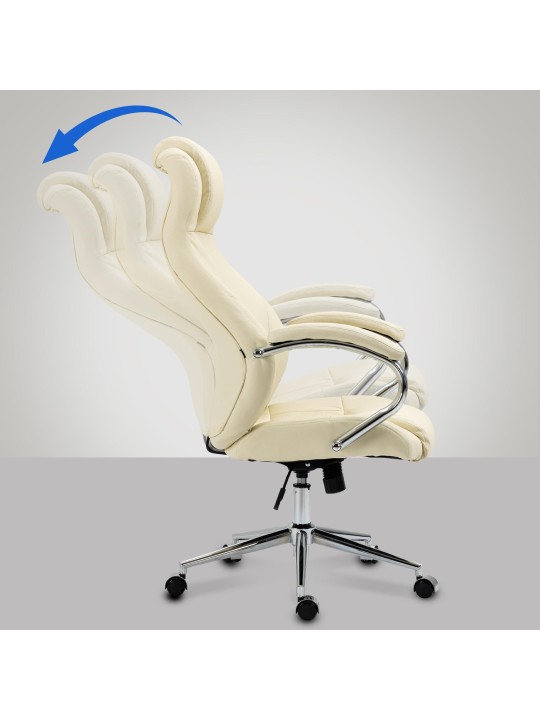 Salford irodai szék valódi bőr, krém