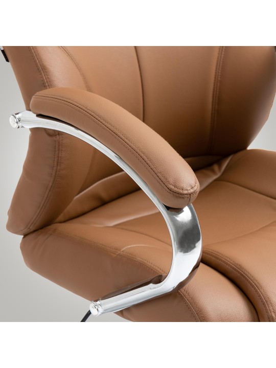 Salford irodai szék valódi bőr, világosbarna