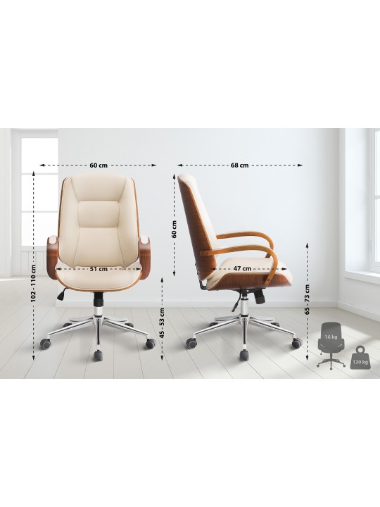 Yankton irodai szék, dió/krém