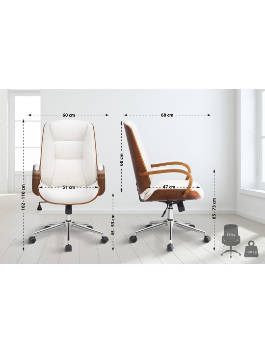 Yankton irodai szék, dió/fehér