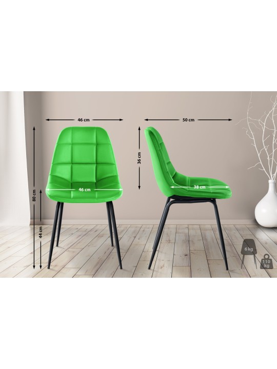2 székből álló Tom műbőr szett, zöld