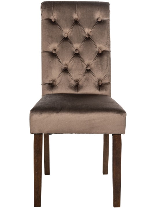 2 db Lisburn bársony étkezőszékből álló készlet, barna