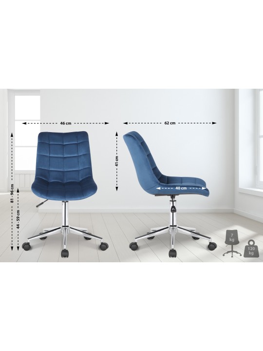 Medford bársony irodai szék, kék