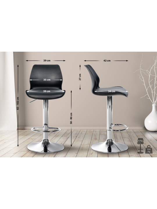 2 db bárszék készlet Gilbert műanyag, fekete