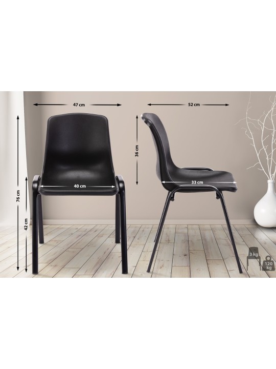 Nowra műanyag egymásra rakható szék, fekete