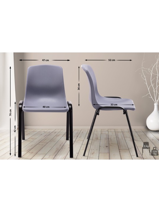 Nowra műanyag egymásra rakható szék, szürke