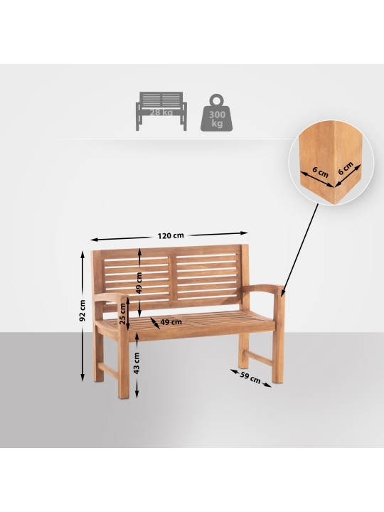Halden teak pad 120 cm huzattal, teak