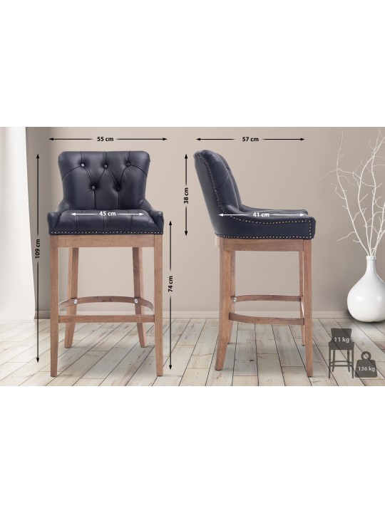 Bárszék Lakewood valódi bőr, antik fény, fekete