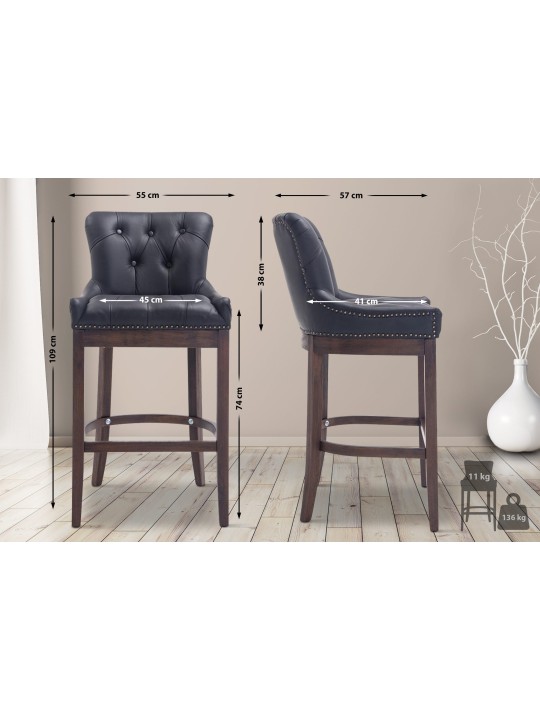 Bárszék Lakewood valódi bőr, antik, fekete