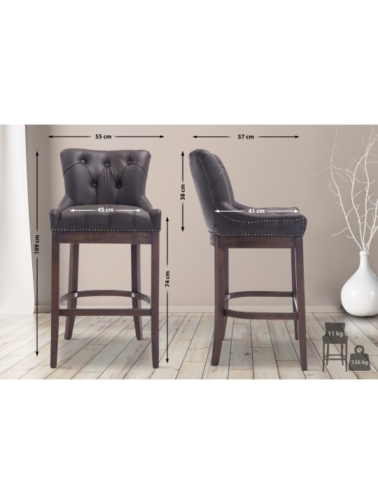 Bárszék Lakewood valódi bőr, antik, barna