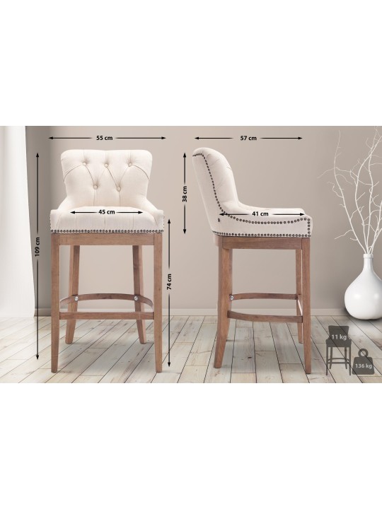 Bárszék Lakewood szövet, antik fény, krém