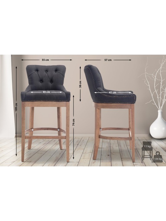 Bárszék Lakewood szövet, antik fény, sötétszürke