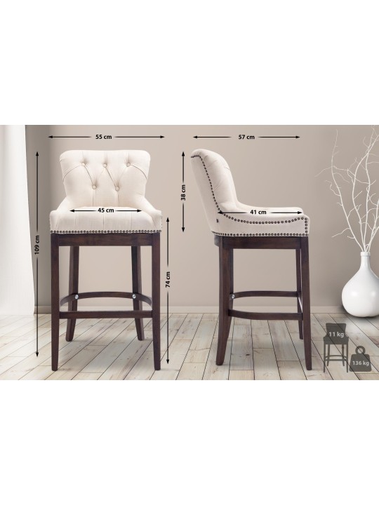 Bárszék Lakewood szövet, antik, krém