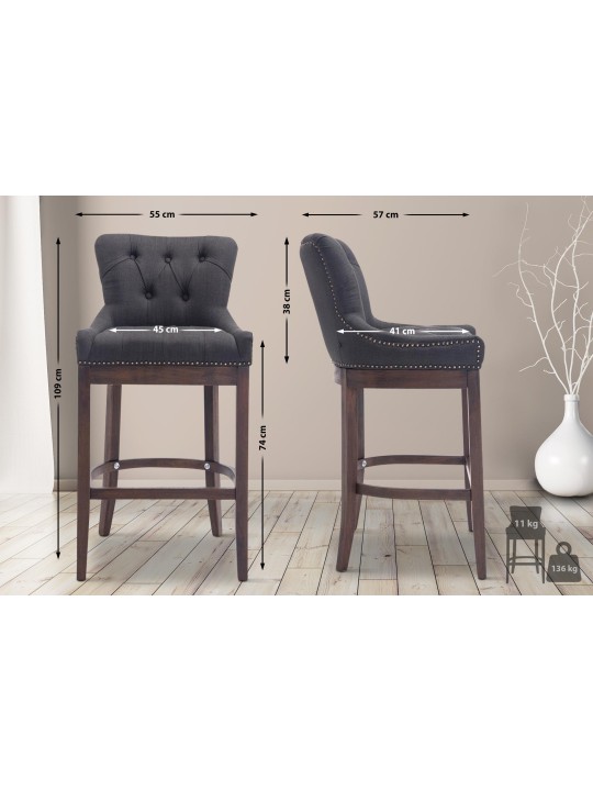 Bárszék Lakewood szövet, antik, sötétszürke