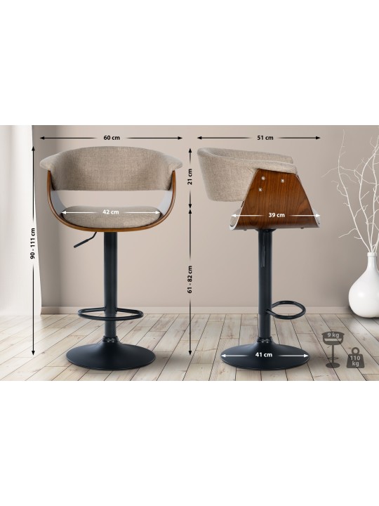 Bárszék Vestal szövet, dió/krém