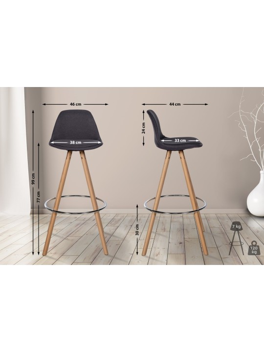 Bárszék Corbin szövet kerek natúr, sötétszürke