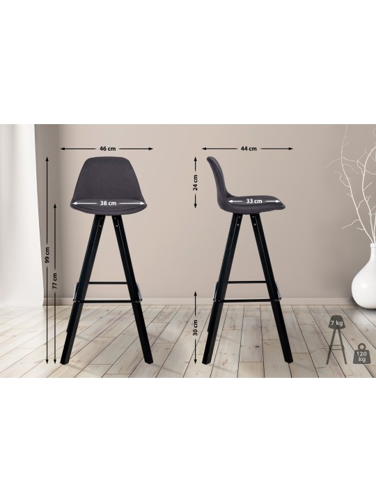 Bárszék Corbin szövet négyzet, sötétszürke