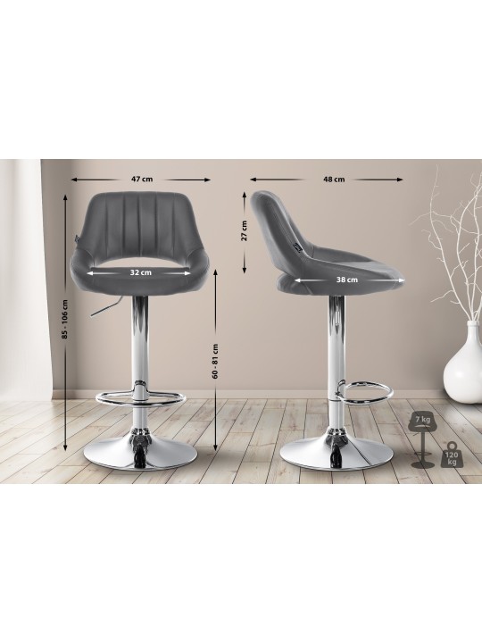 Milet krómozott műbőr bárszék, szürke