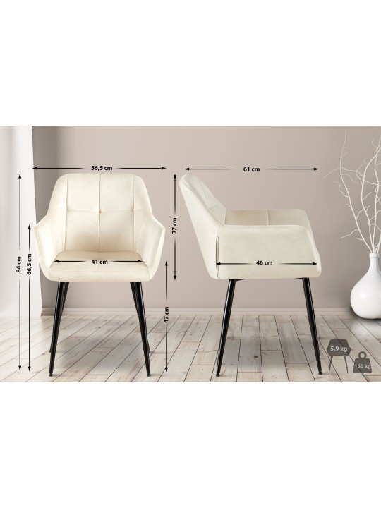 Emia bársony látogatói szék, krém