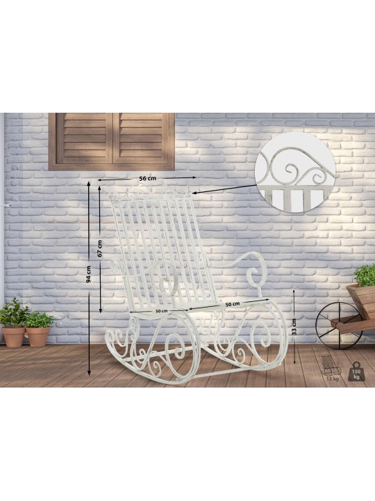 Smilla hintaszék, antik fehér