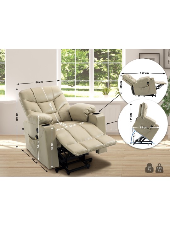 Andover fotel műbőr, krém