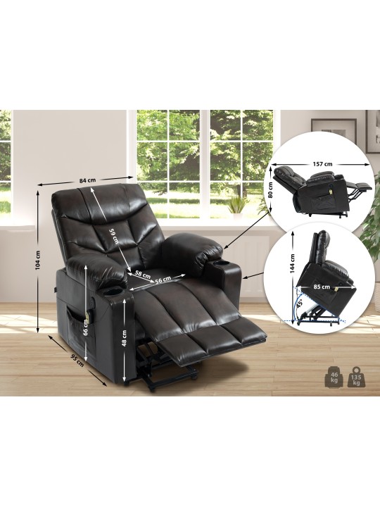 Andover fotel műbőr, barna