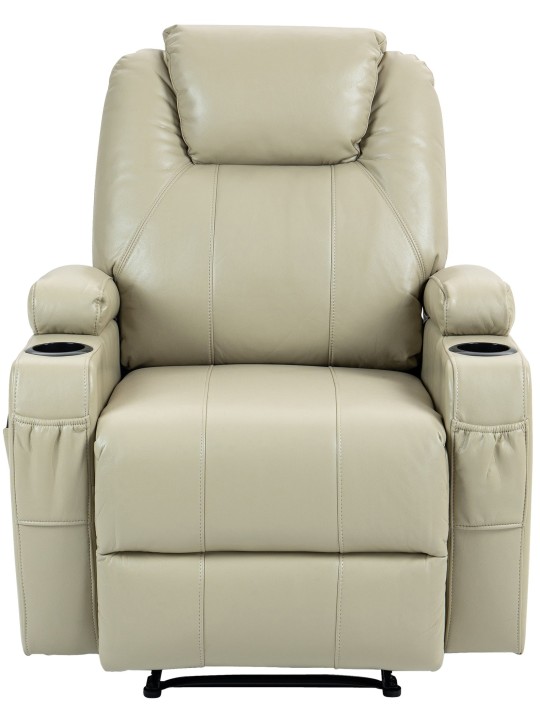 Hepler fotel masszázs funkcióval műbőr, krém