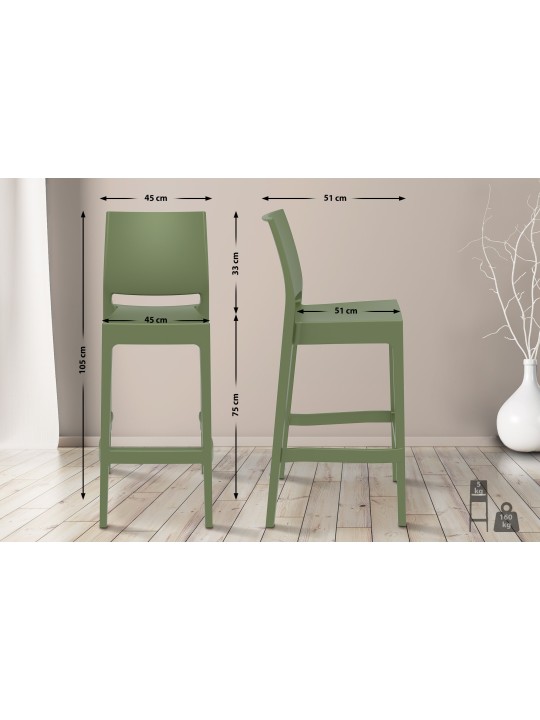 2 db Maya bárszék szett, olajzöld