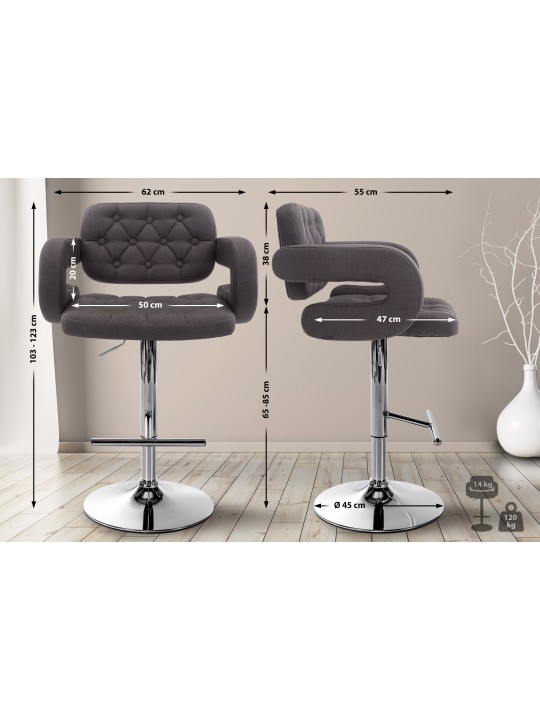 Bárszék Dublin FABRIC C, sötétszürke