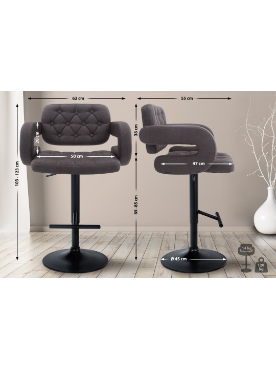 Bárszék Dublin SZÖVET, sötétszürke