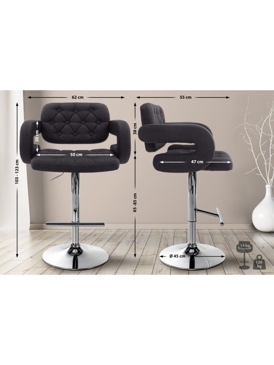 2 db bárszék készlet Dublin szövet C, fekete 2 db bárszék készlet Dublin szövet C, fekete