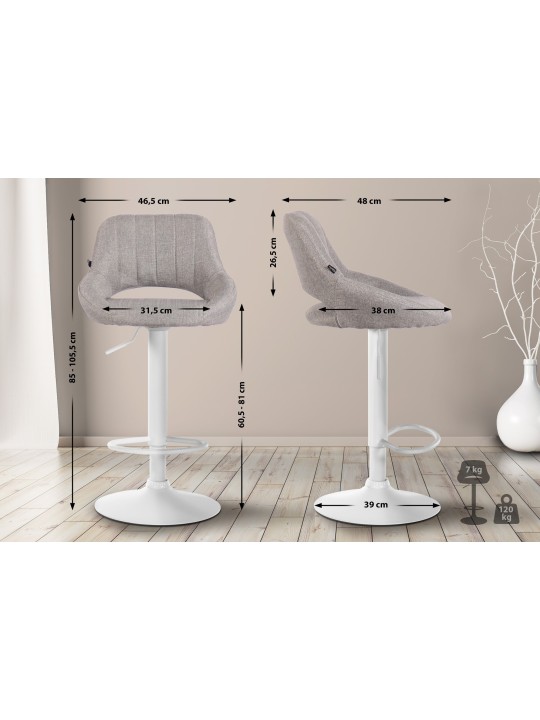 2 db bárszék készlet Milet textil W, szürke