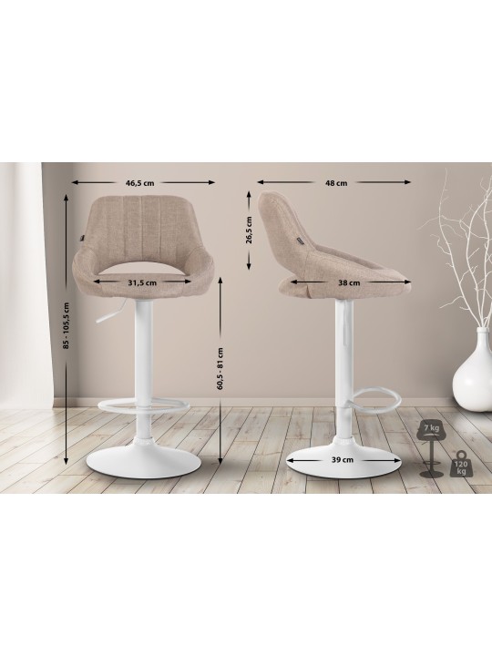 2 db bárszék készlet Milet textil W, taupe