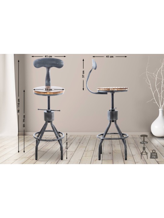 2 db bárszék készlet Hanam, antik ezüst