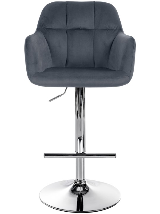 Bárszék Natoma bársony króm, sötétszürke