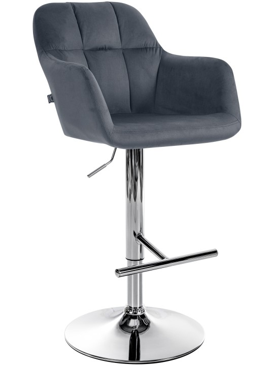 Bárszék Natoma bársony króm, sötétszürke