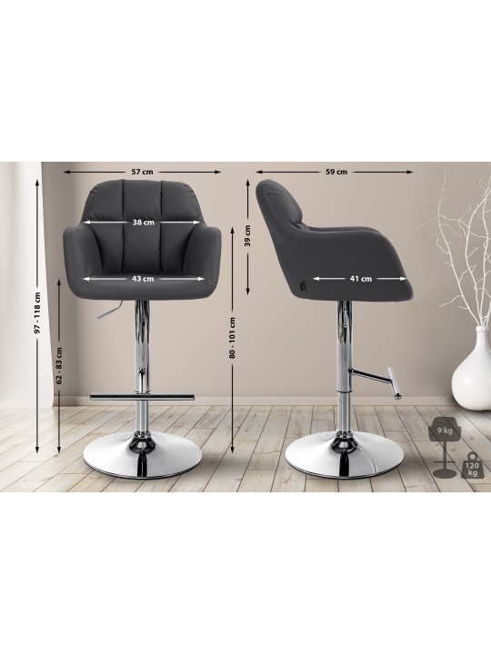 Bárszék Natoma műbőr króm, fekete