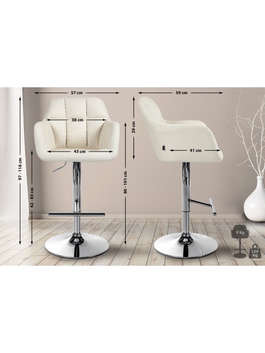 Bárszék Natoma műbőr króm, krém