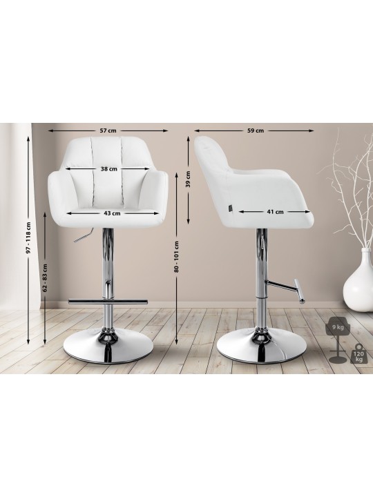 Bárszék Natoma műbőr króm, fehér