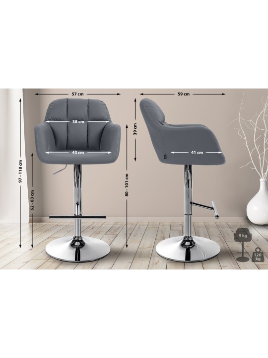 Bárszék Natoma műbőr króm, szürke